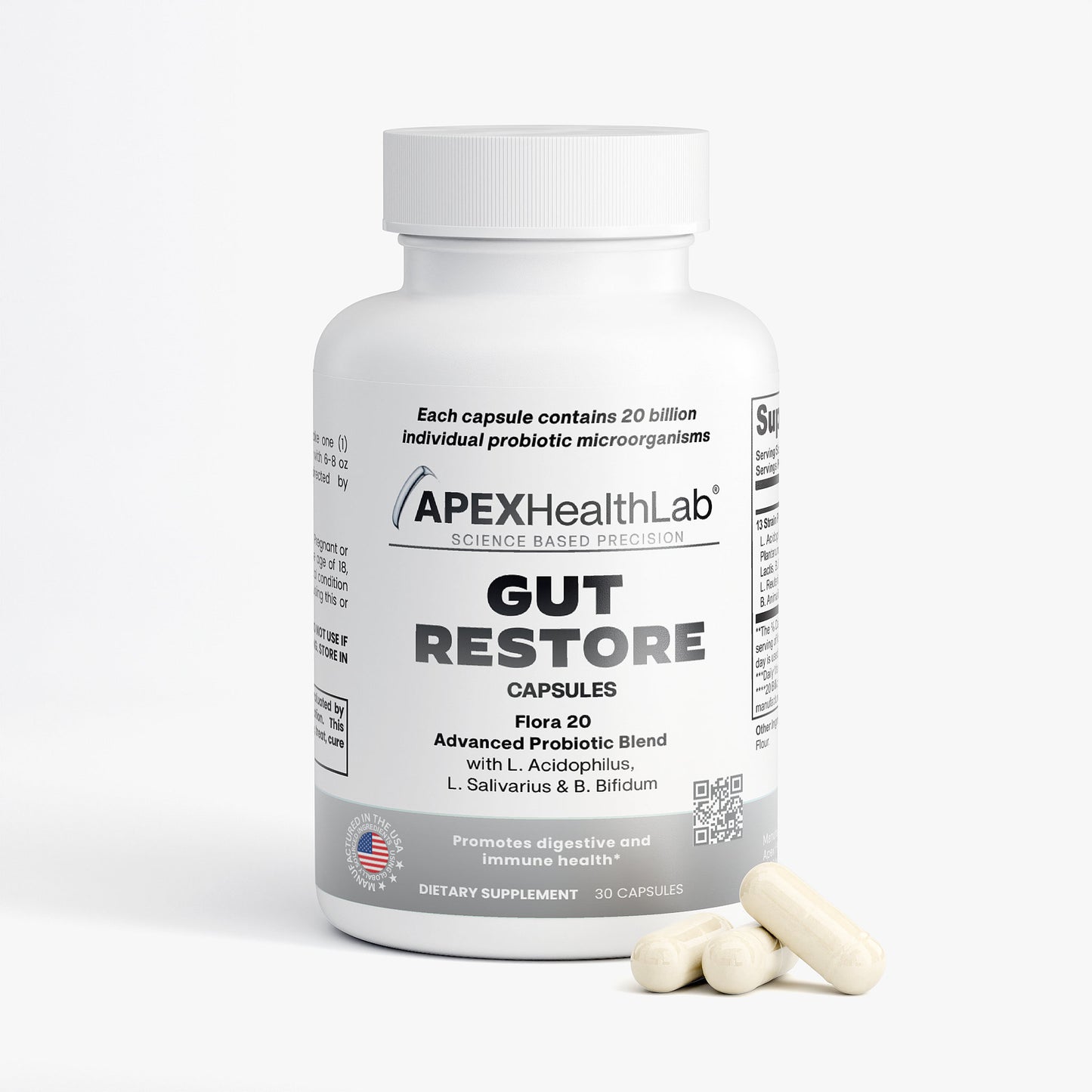 Apex HealthLab Gut Restore with L. Acidophilus,  L. Salivarius & B. Bifidum
